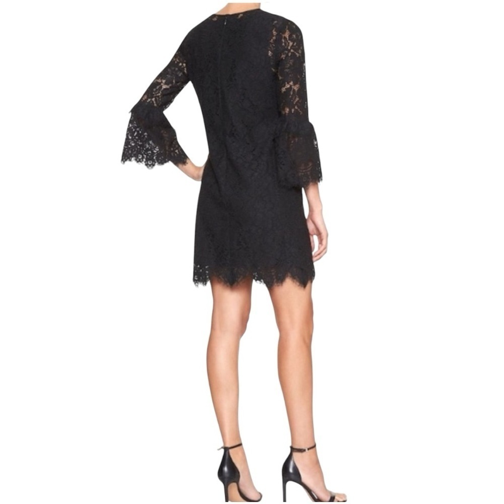 Banana Republic Black Lace Bell Sleeve Cocktail Dress Size 4 - Picture 2 of 7